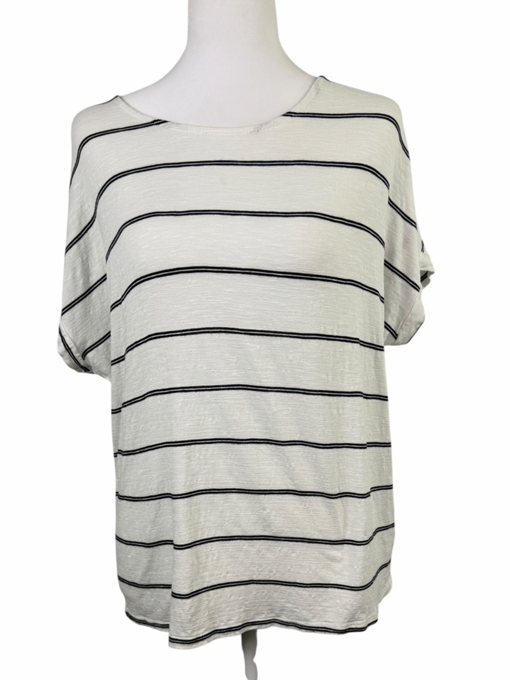 Green Envelope Chic Navy & White Striped  Top Size M Coastal Vibes